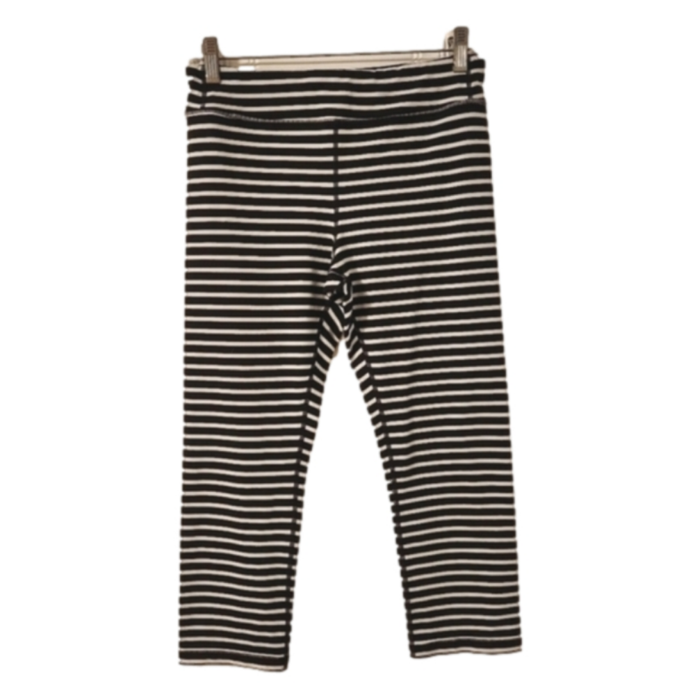Athleta Girls black stripe 3/4 leggings size XL 14 D20